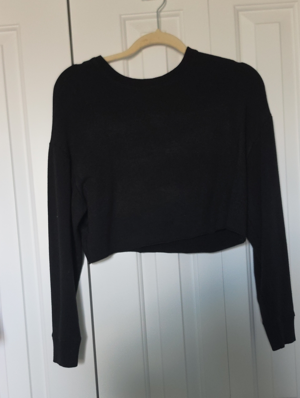 Garage Black Cropped Long-Sleeve Top
